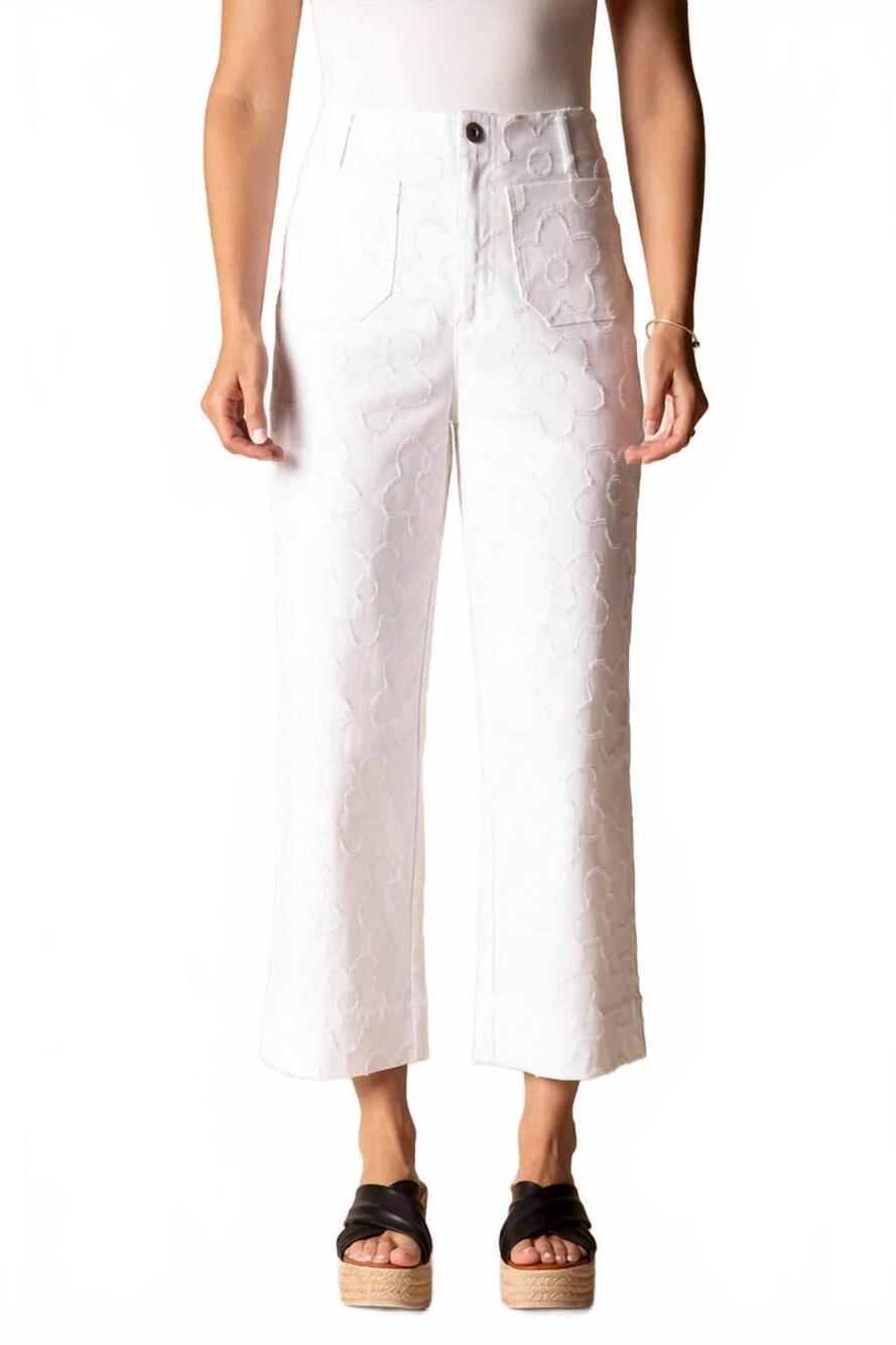 NEW HABITAT etched floral jean in white